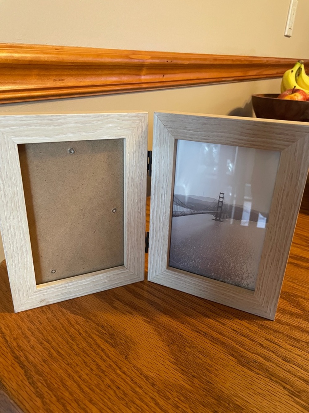 Woodgrain Double Hinged Photo Frame - Neutral Beige